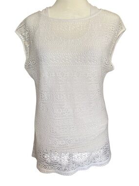 Ralph Lauren jeans White Crochet Knit sleeveless top (M)